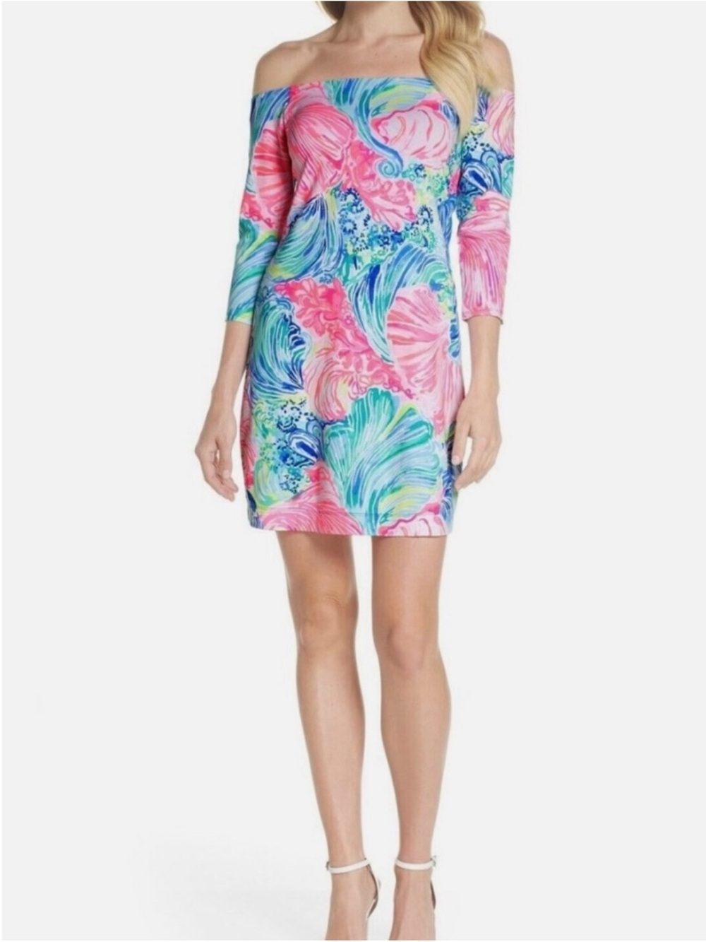 Lilly Pulitzer Laurana Multicolor Beach Please  Dress in Pink, Teal & Blue